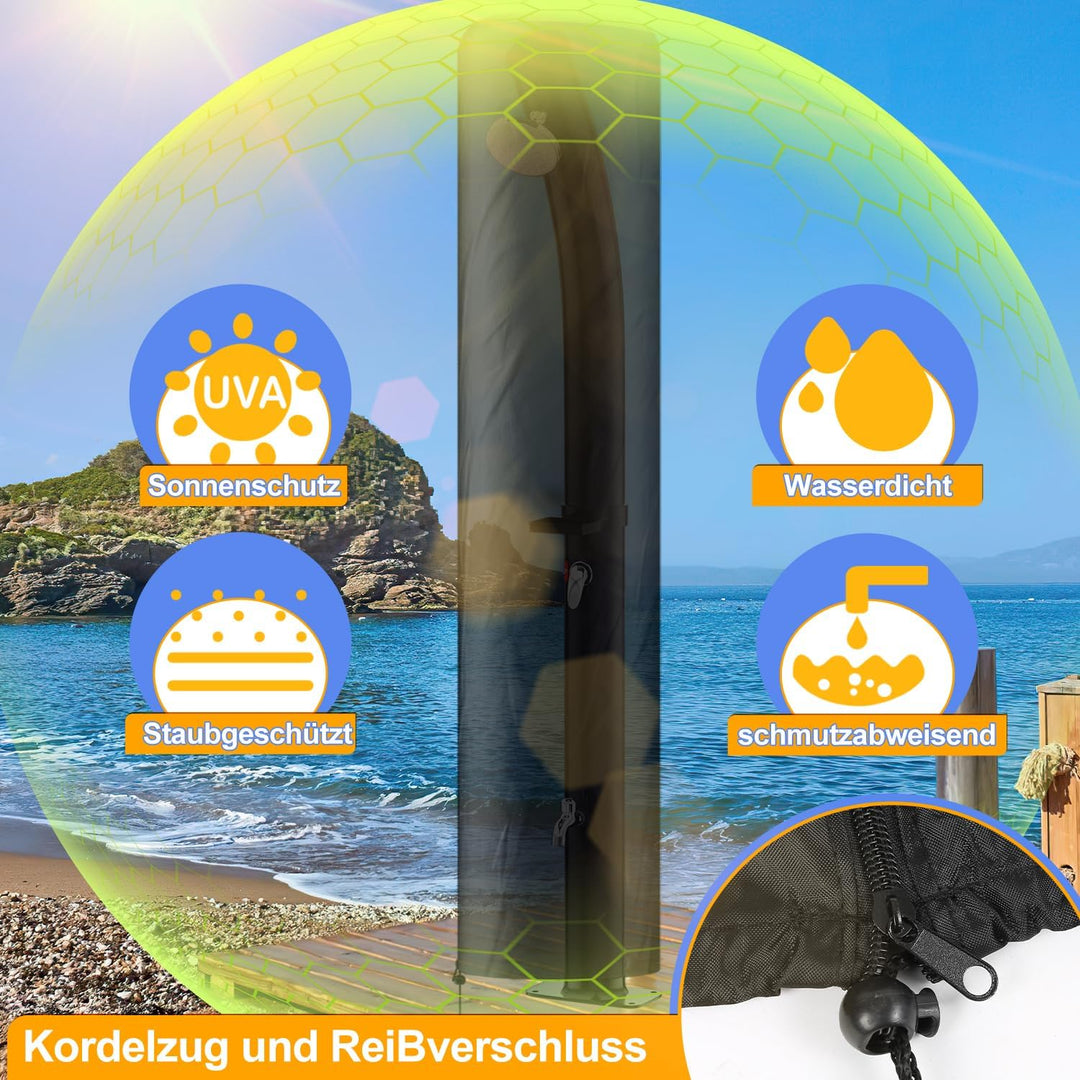 Solardusche 35L Bogen Solar Gartendusche warmes Wasser Bis Zu 60°C Ohne Stromanschluss Pooldusche Ca