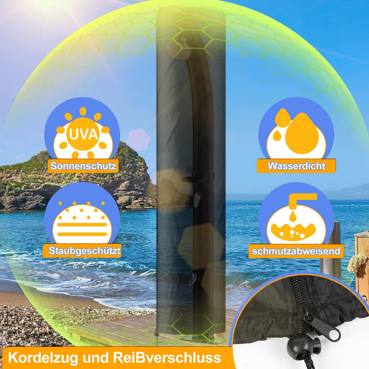 Solardusche 35L Bogen Solar Gartendusche warmes Wasser Bis Zu 60°C Ohne Stromanschluss Pooldusche Ca