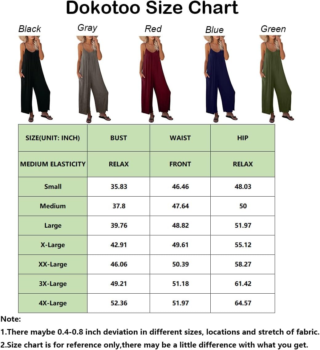 Dokotoo Damen Jumpsuit Ärmellos Jumpsuit Casual Overall Sexy Hosenanzug V-Ausschnitt Playsuit Sommer