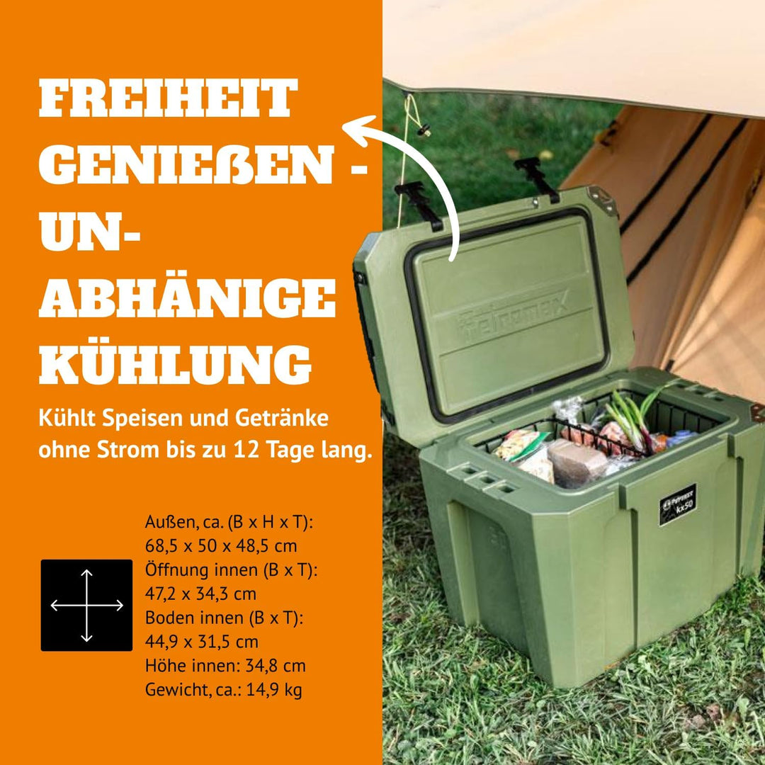 Petromax Kühlbox (25 L, Oliv) | passiv | Eiskühldauer bis zu 12 Tage