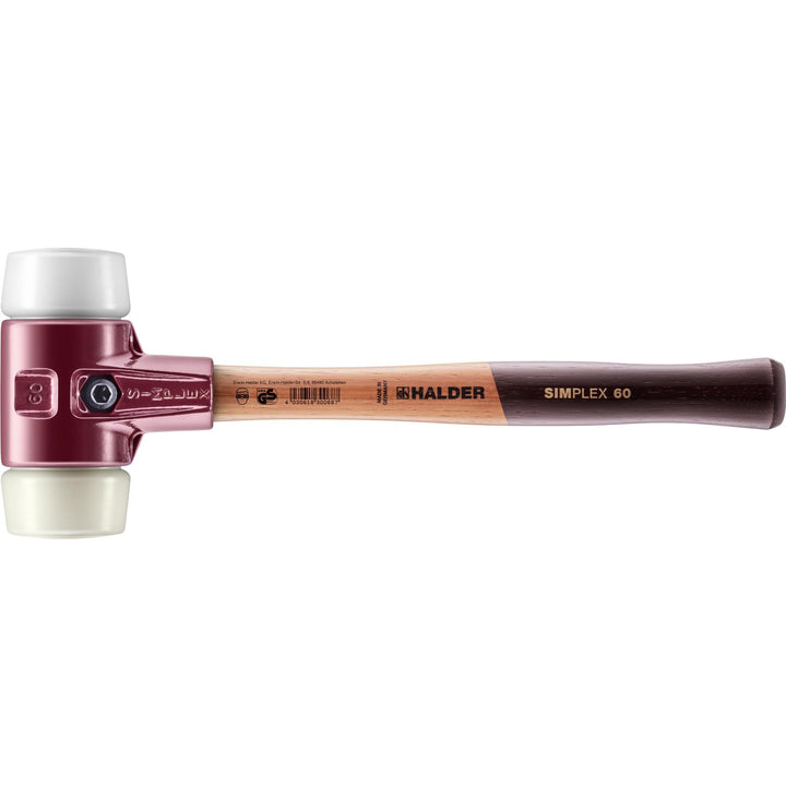 SIMPLEX-Schonhammer, Superplastik/Nylon; mit Tempergussgehäuse und hochwertigem Holzstiel | D=60 mm