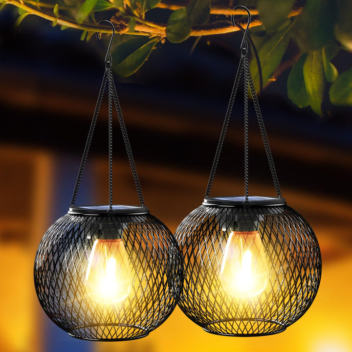 Solarlampen für Aussen, Ortiny 2 Stück IP65 Wasserdicht Metall Solarlampen für Aussen Garten Christm