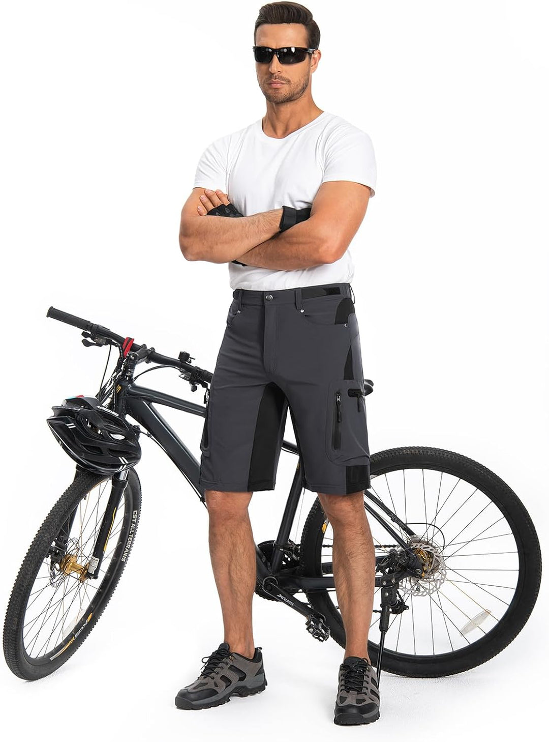Hiauspor Kurze Hosen Herren, Leichte Wanderhose Atmungsaktiv Schnelltrocknen Cargo Bermuda Shorts El