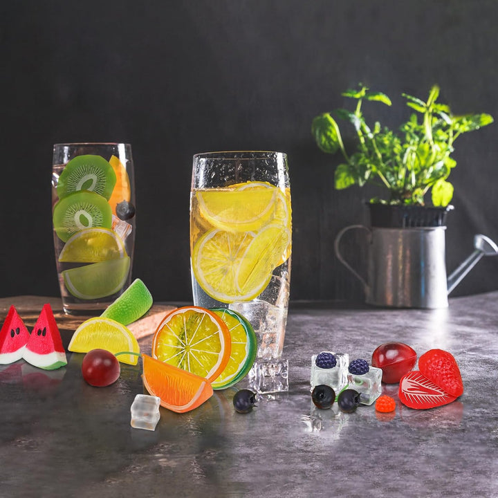Gresorth 160 Stück Künstliche Kiwischeibe Gelber Pfirsich Zitrone Dekoration Falsche Wassermelone Er
