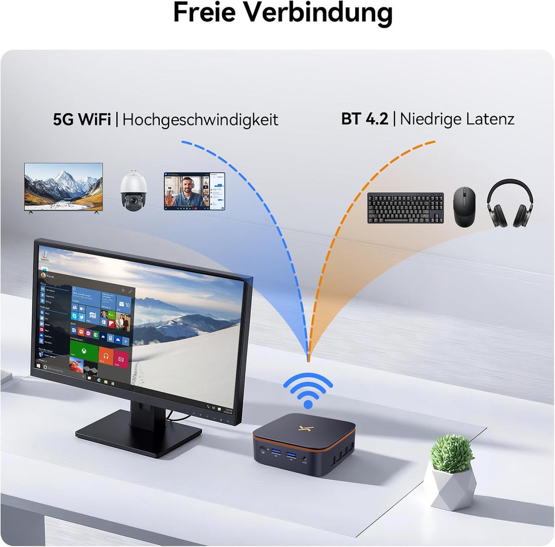 Huidun H50 AMD Ryzen, Radeon Vega 6 Mini PC(Besser als N95/N100/4300U), 8GB DDR4 256GB SSD, Win 11 p