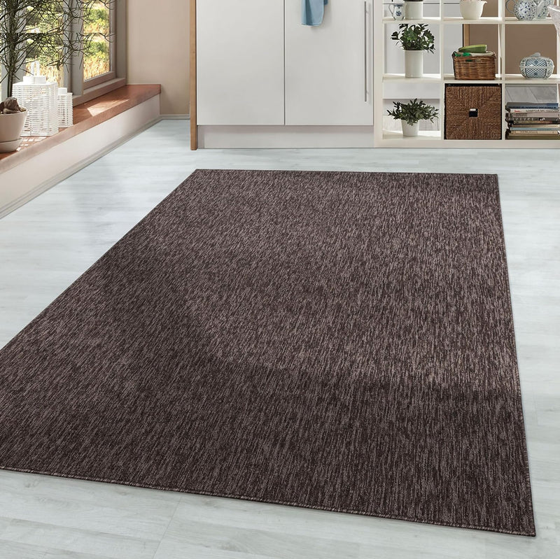 HomebyHome Teppich Wohnzimmer 120x170 cm Braun Einfarbig Meliert Design - Schlafzimmer Teppich Kurzf