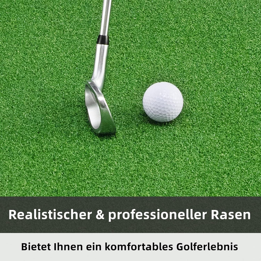 GYMAX Golf Abschlagmatte, 150 x 100 x 2,7 cm, Faltbare Golf Übungsmatte mit 2 Abschlagpositionen & 3