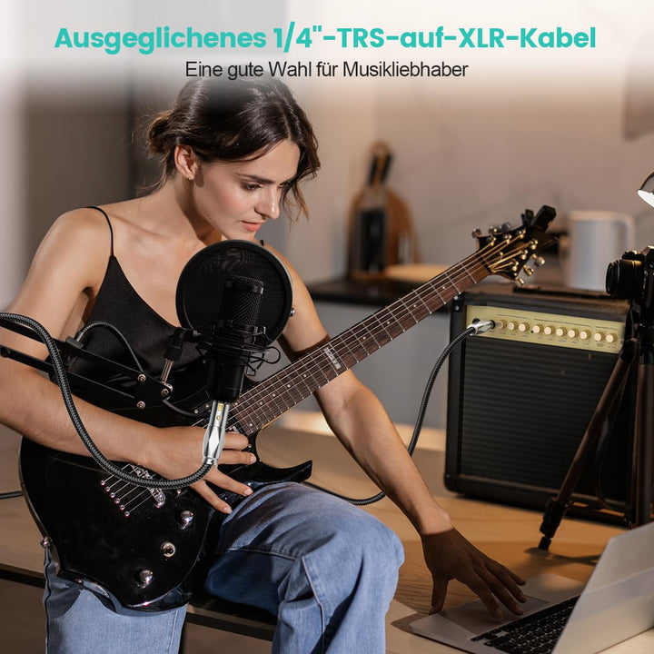 EMK Symmetrisches 6,35 mm auf XLR Kabel,XLR-Stecker auf XLR-Buchse,1/4 Zoll auf XLR Kabel für Mischp