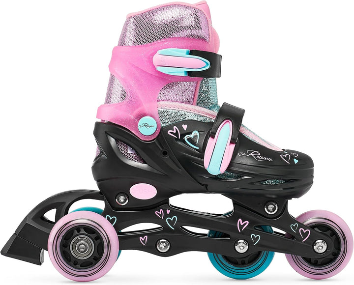 RAVEN 4in1 Inline Skates Triskates Rollschuhe Schlittschuhe Inliner für Kinder Mädchen verstellbar 3