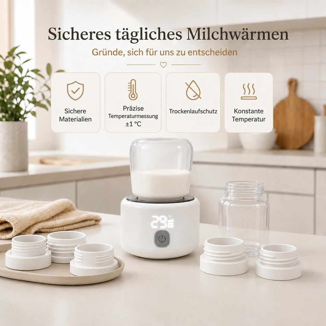 Tragbarer Flaschenwärmer Baby unterwegs Akkubetriebener Milchwärmer USB C | 3-5 Min Schnellheizung,