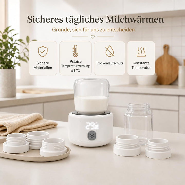 Tragbarer Flaschenwärmer Baby unterwegs Akkubetriebener Milchwärmer USB C | 3-5 Min Schnellheizung,
