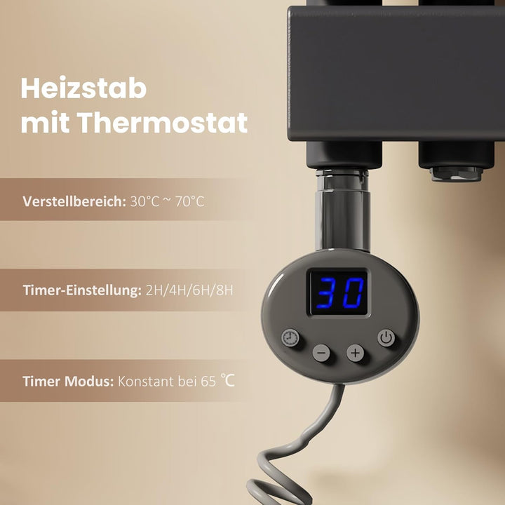 EMKE Handtuchheizkörper Elektrisch 762x600 mm - Flach Badheizkörper Elektrisch, Elektrischer Handtuc