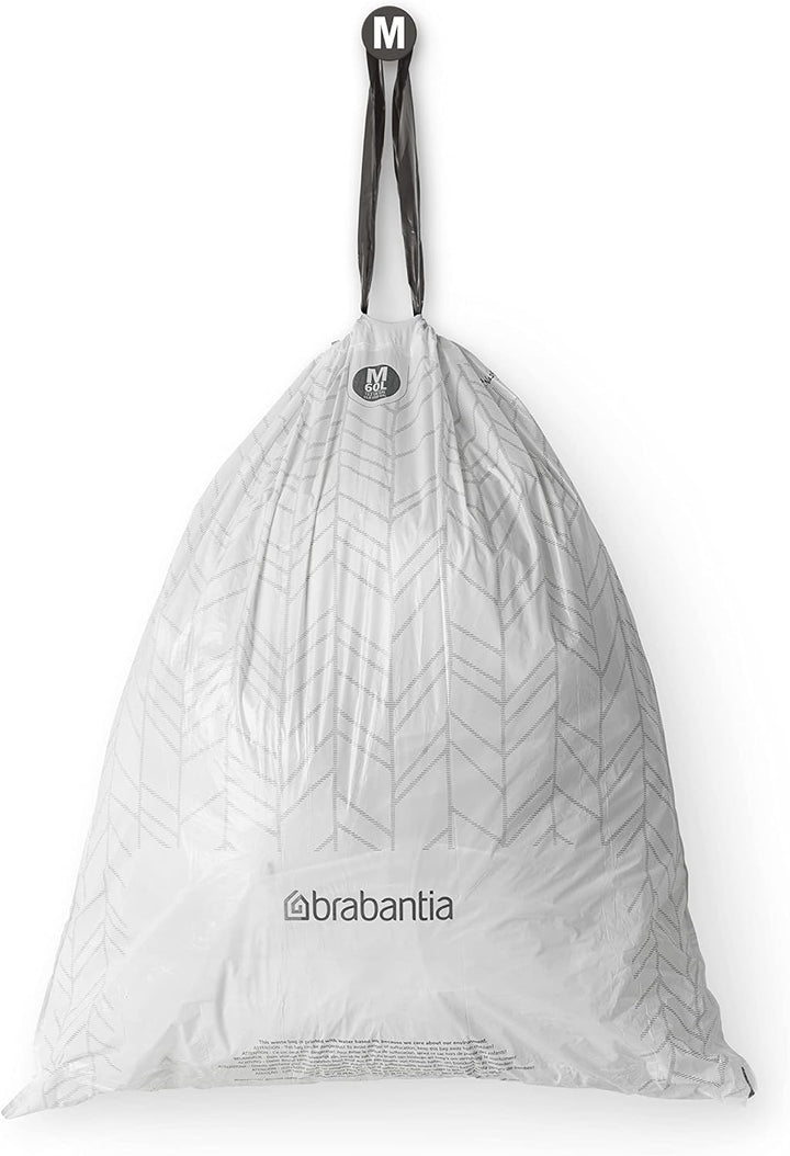 Brabantia Müllbeutel PerfectFit Multipack (Code M - 60L) Extra Starke Müllsäcke mit Zugband, 6 rolle