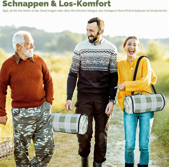 Picknickdecke wasserdicht, Extra grosse Picknickmatte 200x200 cm, sandabweisend waschbar Camping Str