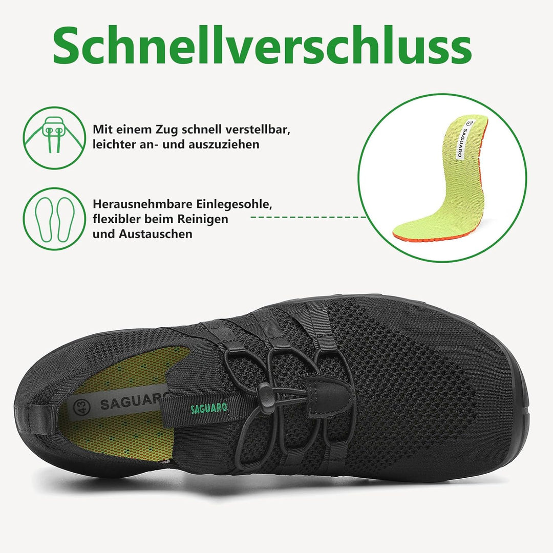 SAGUARO Herren Badeschuhe Damen rutschfeste Sohle Schnell Trocknend Schwimmschuhe 36 EU Dunkelschwar