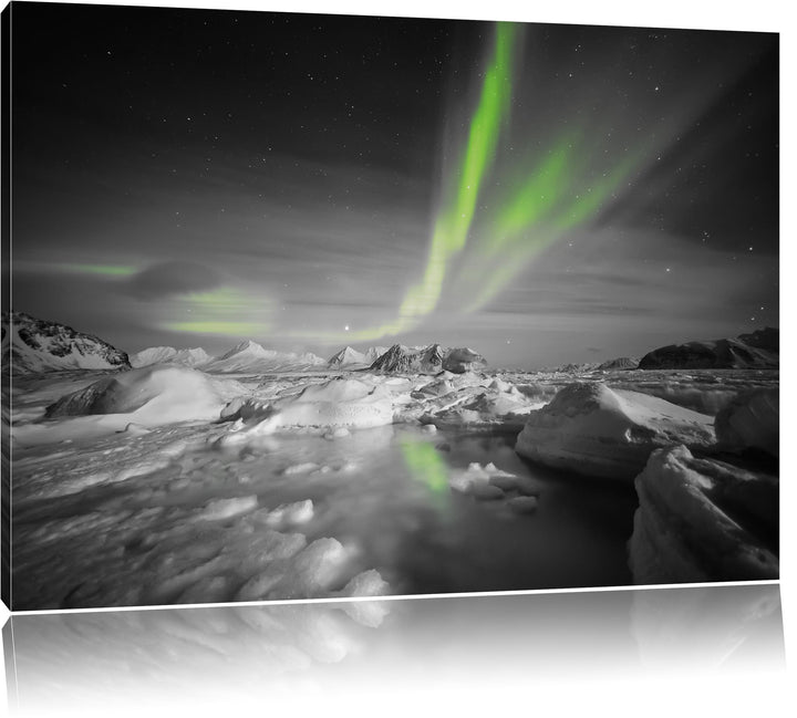 Pixxprint gewaltiges Polarlicht B&W Detail, Format: 100x70 auf Leinwand, 100x70