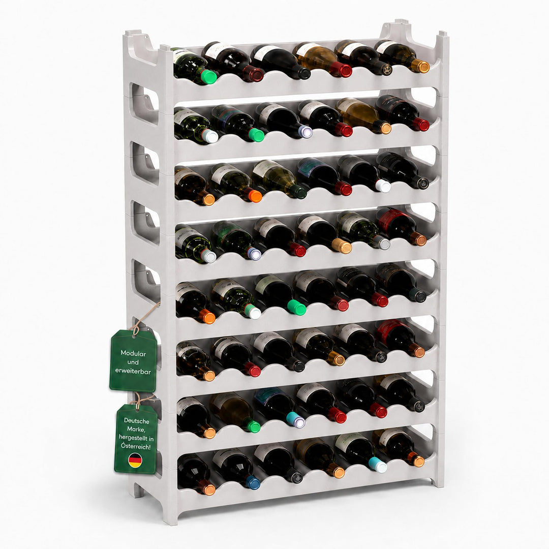 ARTECSIS® Weinregal stapelbar & modular erweiterbar Kunststoff für 48 Weinflaschen (granitgrau) - St