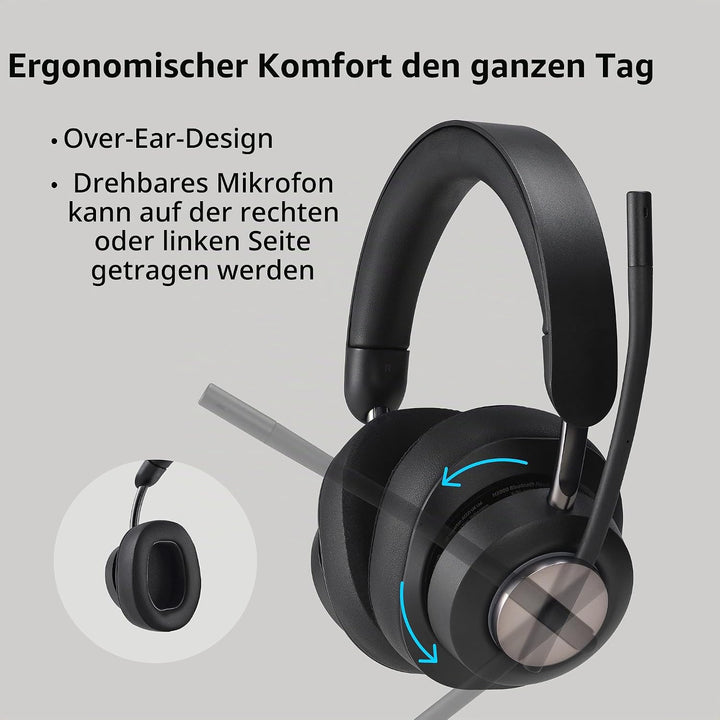 Kensington H3000 Over-Ear Bluetooth Kopfhörer mit Mikrofon, Windows- und Mac-kompatibles kabelloses