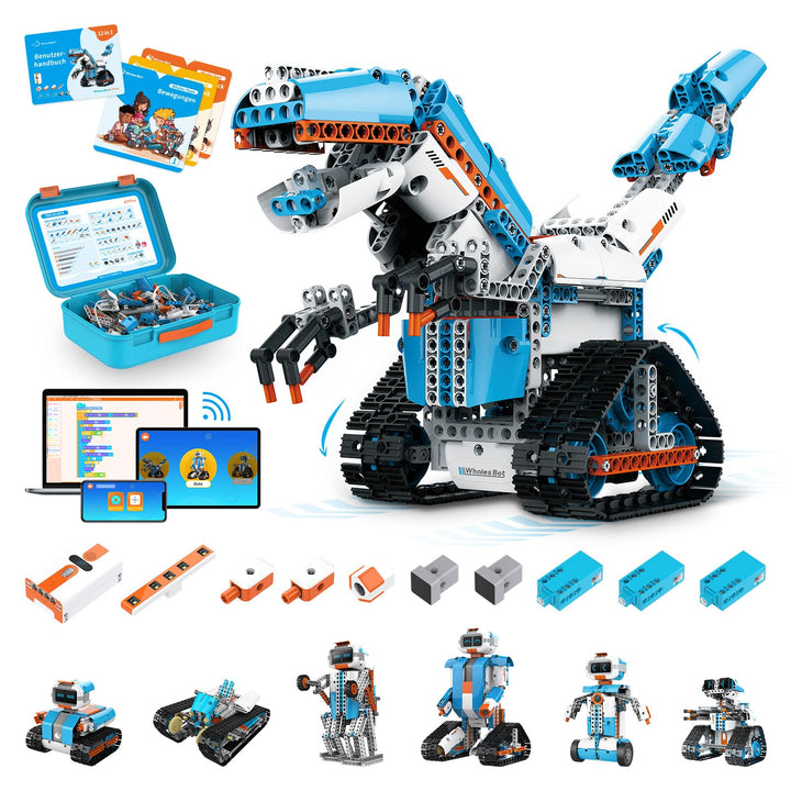 WhalesBot E7 Pro 12-in-1 Mint Roboter Bausatz für Kinder ab 8 Jahren, Scratch- & App-Programmierung,