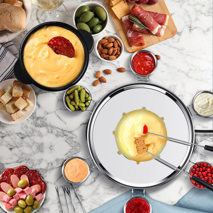 CUSIMAX Elektrisches Fondue-Set mit 1200W Leistungsregelung für Käse, Schokolade, Öl und Brühe, 2L A