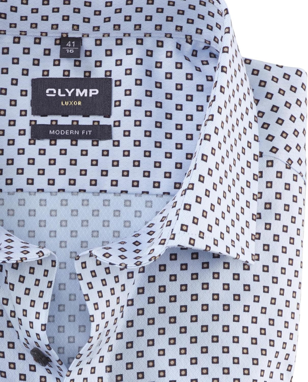 OLYMP Herren Businesshemd Langarm Luxor,Digitaldruck,modern fit,Global Kent 38 Braun 28, 38 Braun 28