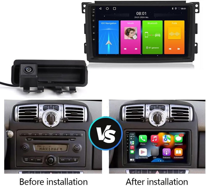 Android Autoradio Mit GPS Navigation HD Bildschirm Touch Display Canbus + Einparkkamera Nachtsicht H