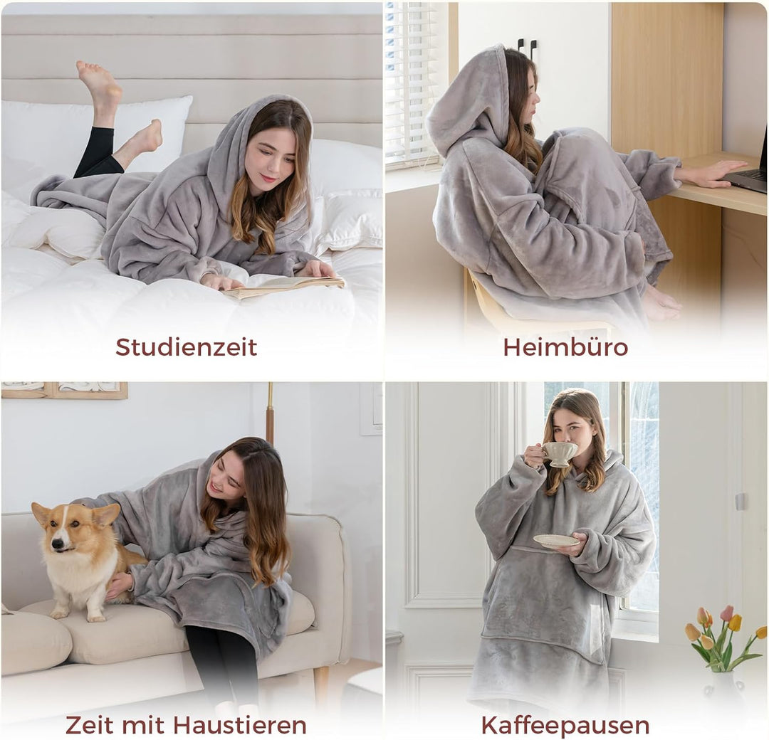 Good Nite Hoodie Decke mit Elastische Hülse Kuschelpullover, Oversize Hoodie Decken Pullover Kuschel