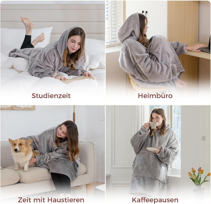 Good Nite Hoodie Decke mit Elastische Hülse Kuschelpullover, Oversize Hoodie Decken Pullover Kuschel