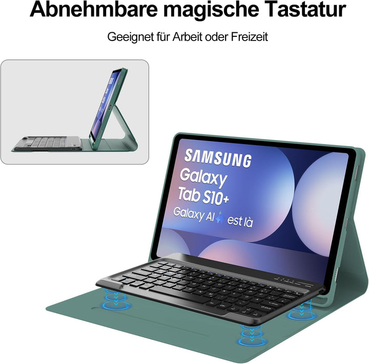 SENGBIRCH Tastatur Hülle für Samsung Galaxy Tab S10 Ultra 14,6 Zoll 2024 - Deutsche QWERTZ Tastatur,