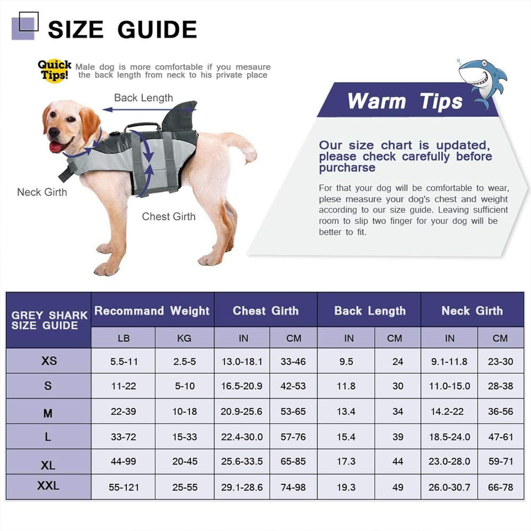 CITÉTOILE Schwimmweste Hunde Hai, Leicht und Sicher für Wassersport, hundeschwimmweste mit Griff und