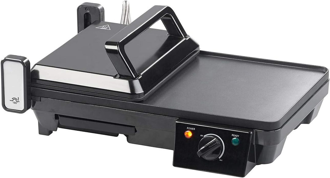 Rosenstein & Söhne Grill: Elektrischer 2in1-Tischgrill mit Kontaktgrill, Grillplatte, 2.000 Watt (El