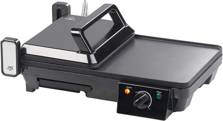 Rosenstein & Söhne Grill: Elektrischer 2in1-Tischgrill mit Kontaktgrill, Grillplatte, 2.000 Watt (El