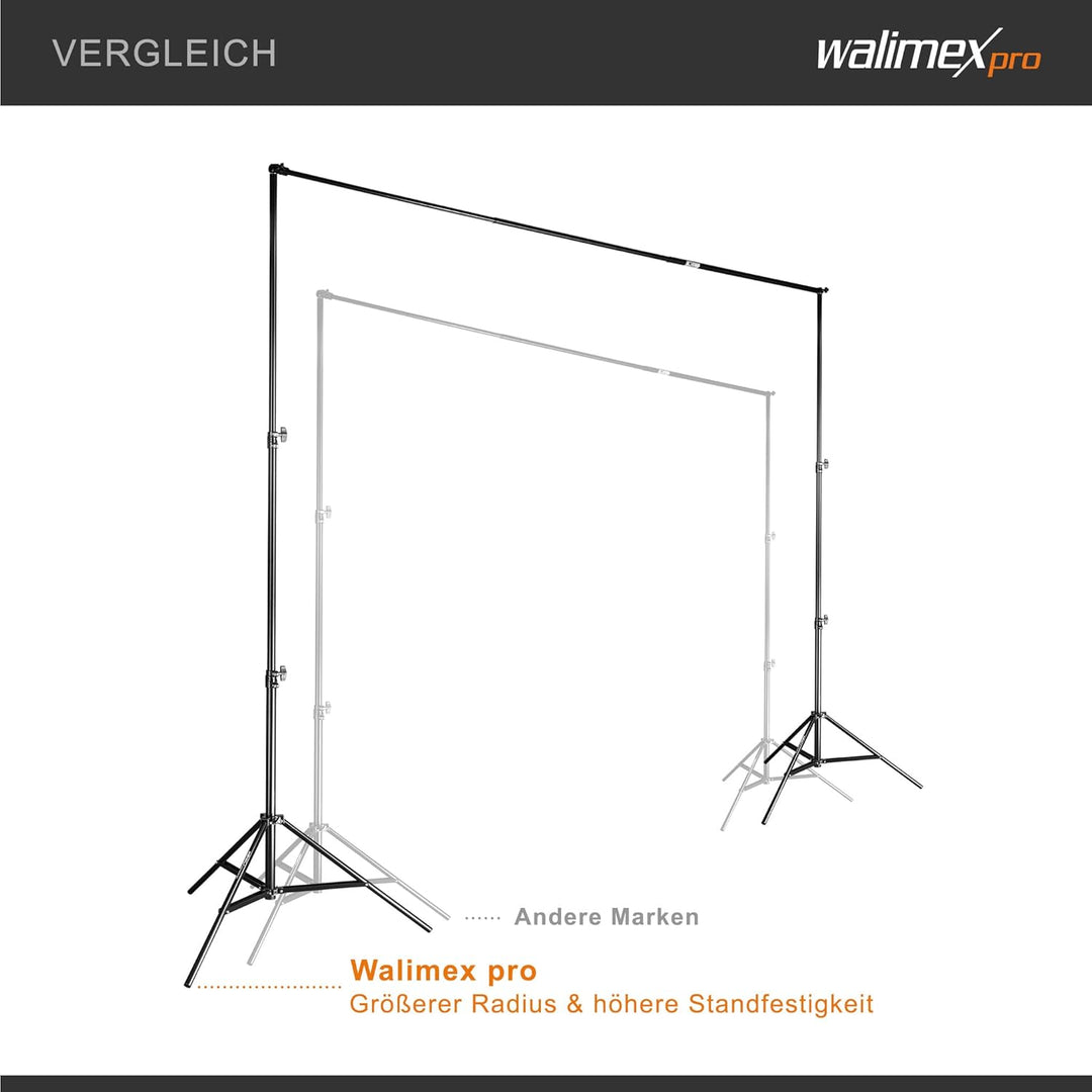 Walimex pro Teleskop Hintergrundsystem XL 225-400cm - extra grosses Fotohintergrund System für Studi