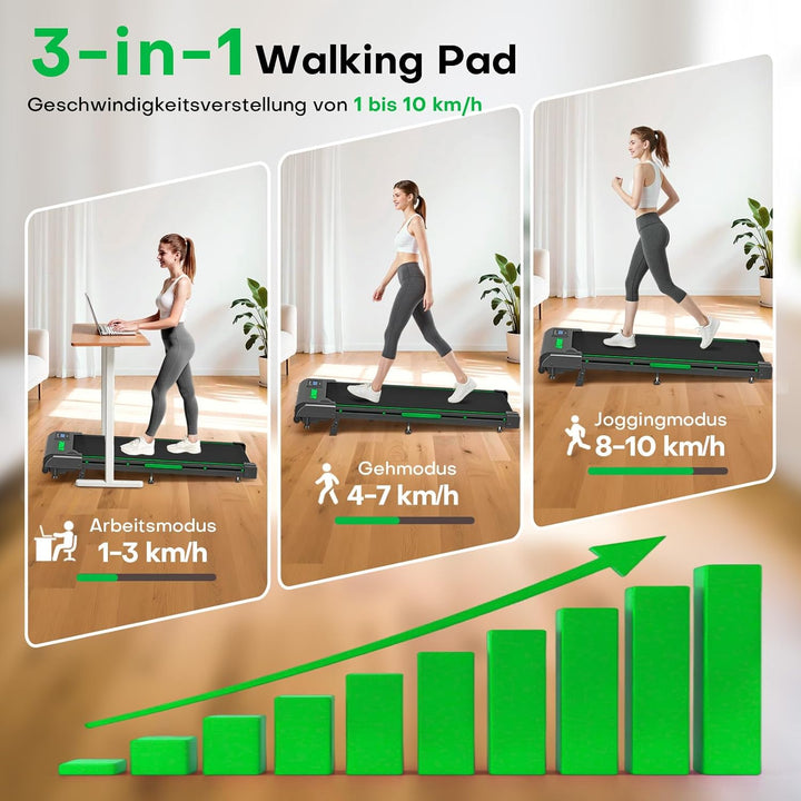 FOUSAE Walking Pad, 1-10 km/h Laufband für Zuhause mit 9% Steigung, 2.5HP Walking Machine für Zuhaus