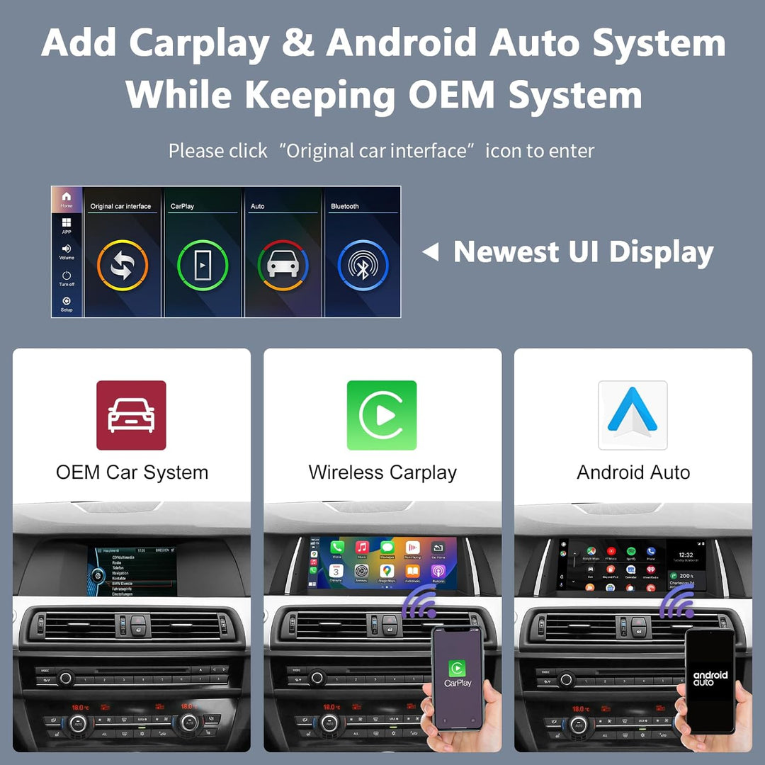Road Top 10,25 Zoll Autoradio Touchscreen Drahtlos CarPlay Android Auto für BMW 5 Serie F10/F11 2010