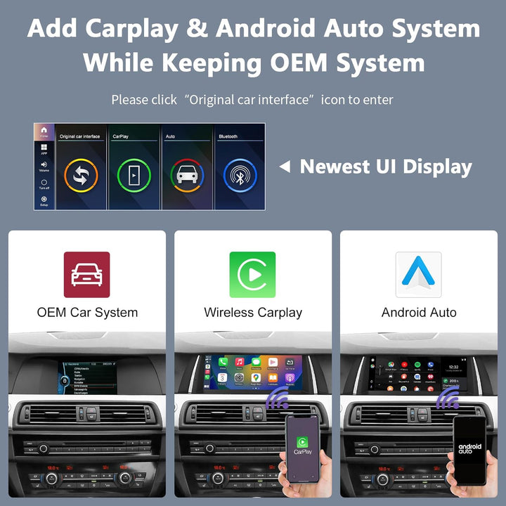 Road Top 10,25 Zoll Autoradio Touchscreen Drahtlos CarPlay Android Auto für BMW 5 Serie F10/F11 2010