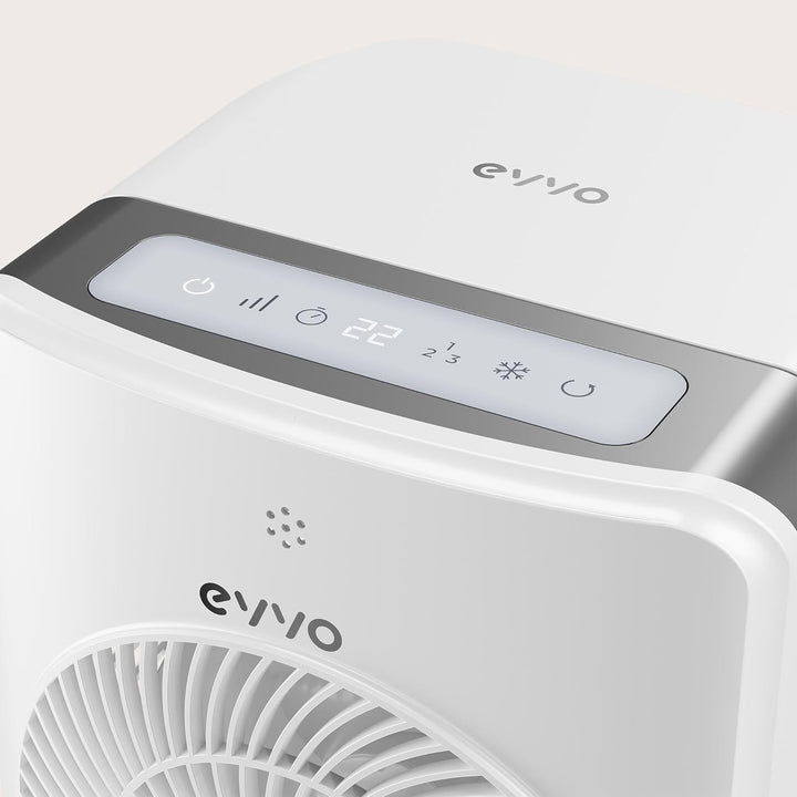 EVVO AC750 Tragbarer Verdunstungsventilator – Kühlt die Luft ohne Installation mit Wasser und Eis, 3