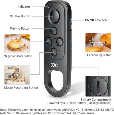 JJC Bluetooth-Fernbedienung Commander für Fujifilm X-S20, X-H2S, X-H2, X-T5, X-T4, X-T3, X-T30 II, X