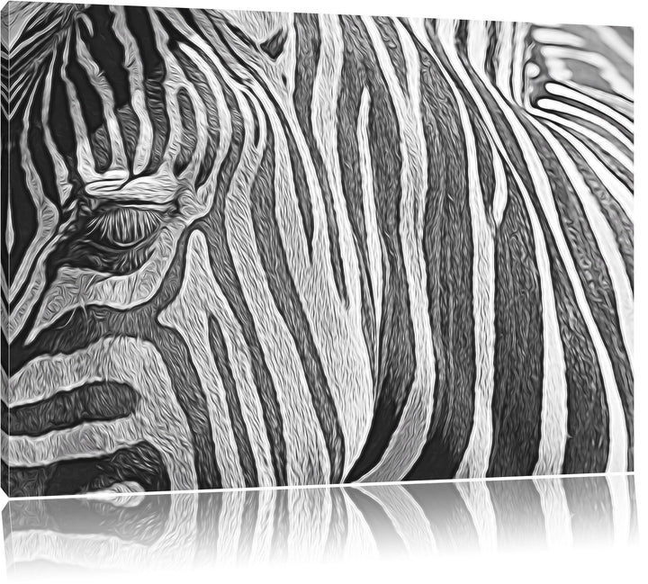 Zebra Porträt Deluxe Format: 100x70 cm auf Leinwand, XXL riesige Bilder fertig gerahmt mit Keilrahme