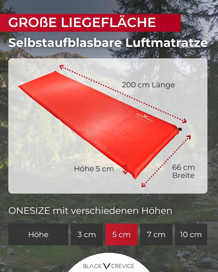 Black Crevice selbstaufblasbare Luftmatratze I Isomatte selbstaufblasend I Outdoor-Isomatte I aufbla
