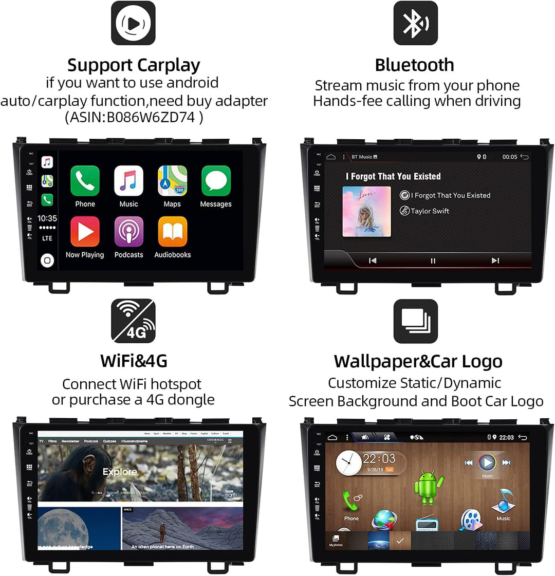 JOYX Android 15 Autoradio Passt für Honda CRV (2007-2011) mit IPS 2.5D - [2G+64G] - Rückfahrkamera K
