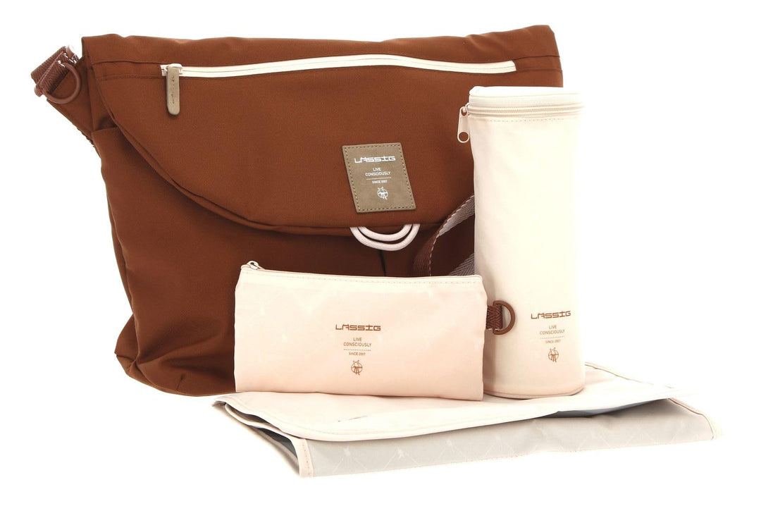 LÄSSIG Baby Wickeltasche inkl. Accessoires/Green Label Manu Messenger Bag rust, Rust