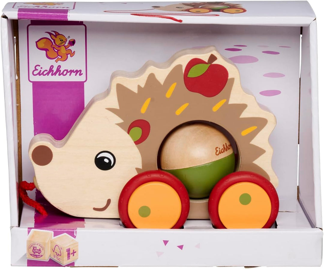 Eichhorn 100006802 - Nachzieh-Igel mit beweglicher Kugel und Soundfunktion, 16 cm, geräuschlose Sili