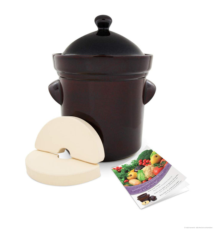 Original Bunzlauer Keramik Premium Gärtopf 15,0 Liter inkl. Deckel + Stein,