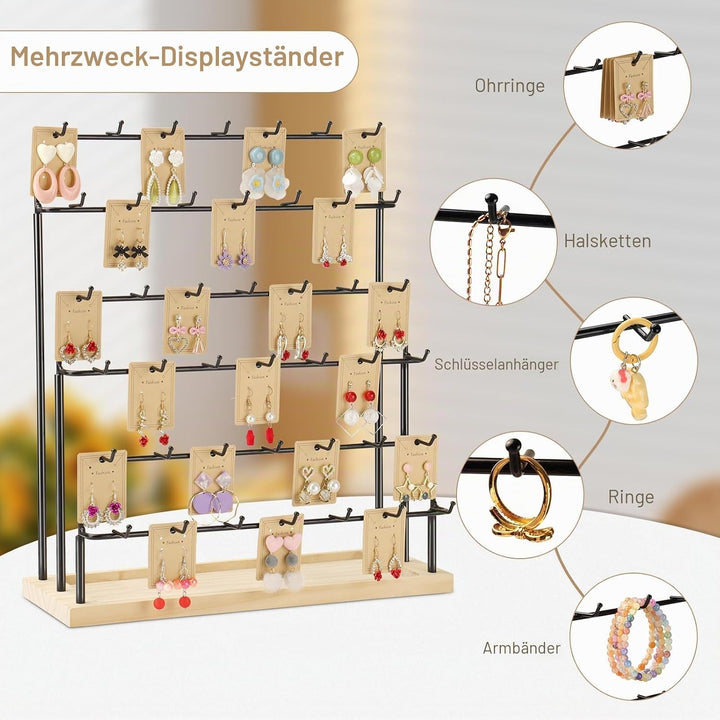 Ohrring-Display für Händler, 6 Etagen, 42 Haken, Holz, Ohrring-Präsentationsständer für Ohrringe, Ha