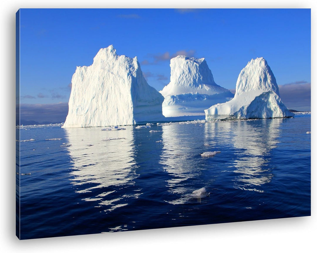 deyoli Gigantische Eisberge Format: 80x60 als Leinwandbild, Motiv fertig gerahmt auf Echtholzrahmen,