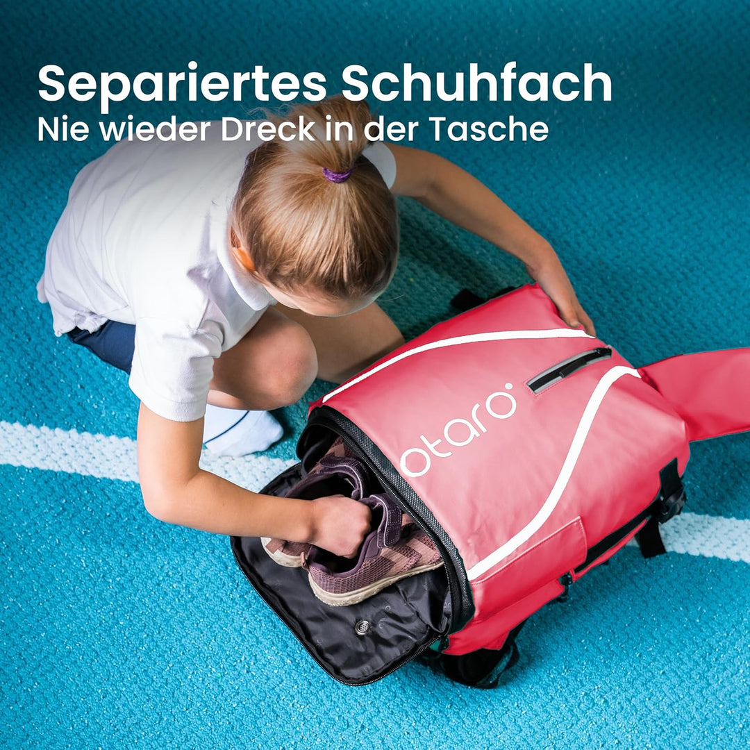 Otaro Tennisrucksack Kinder (19L) | Premium | Inkl. Separierten Schuhfach & Schlägerschutz | Deutsch