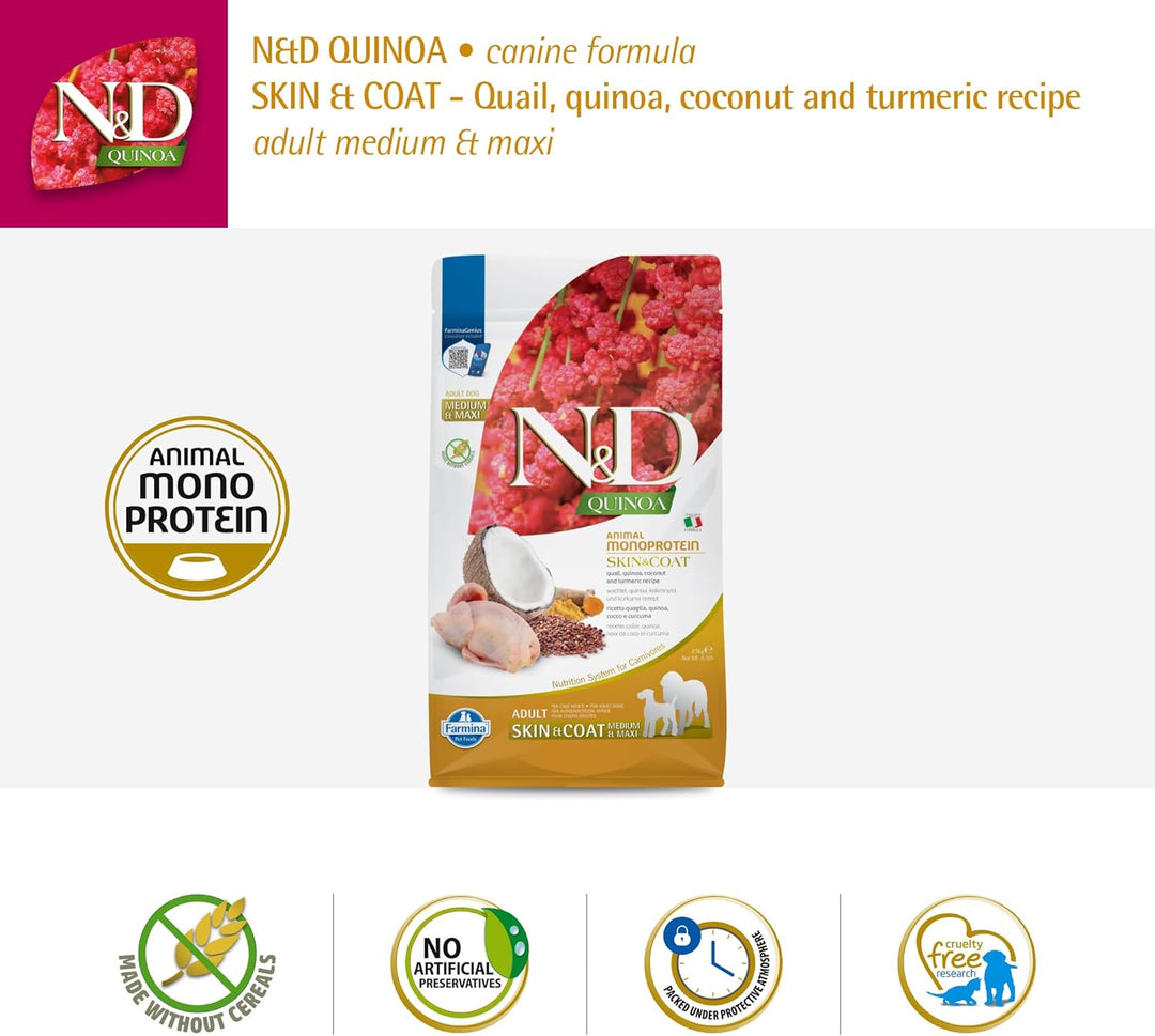 Farmina N&D Quinoa Adult Pellets Hundefutter (Trockenfutter, mit hochwertigen Vitaminen und natürlic