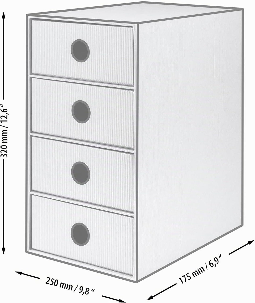 Rössler 1524452654 - S.O.H.O. 4er Schubladenbox für DIN A5, mit Griffloch, Mint, 250 x 175 x 320 mm,