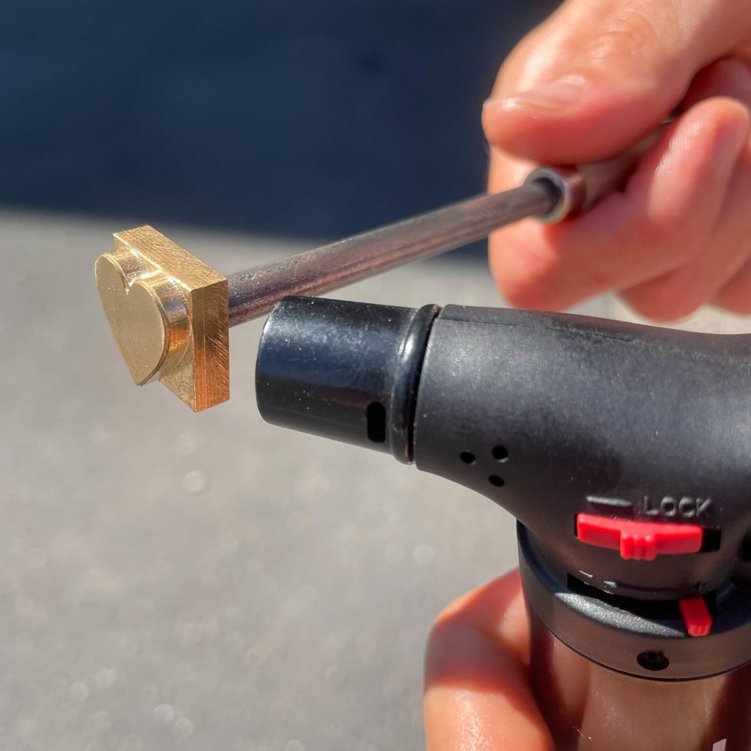 Brandstempel mini verschiedene Motive - Motiv Stern ca. 15 x 15 mm inkl. Handgriff und Feuerzeug, St